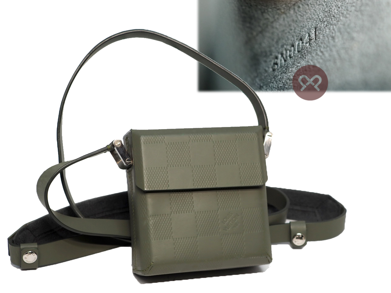 Louis Vuitton Damier Infini Military Green Leather Mini Square Crossboy Bag (SN0041) - Image 2