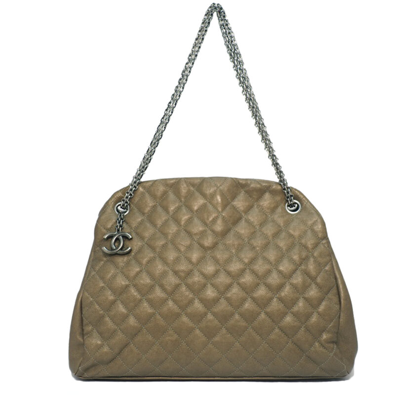 Chanel 15061103 Gold Caviar Leather Mademoiselle Maxi Bowling Tote Palladium Bijoux Chain
