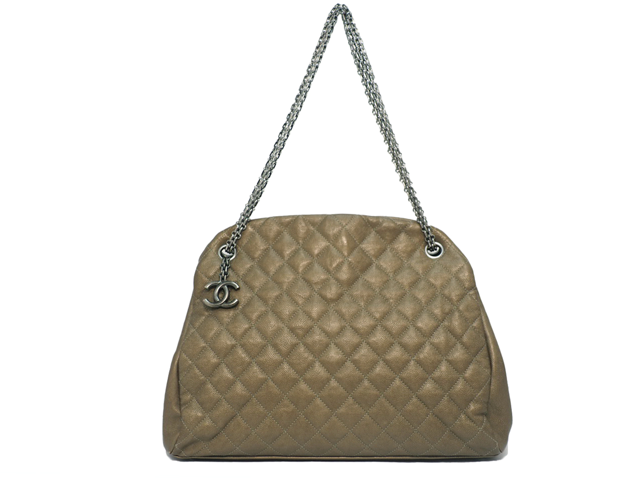 Chanel 15061103 Gold Caviar Leather Mademoiselle Maxi Bowling Tote Palladium Bijoux Chain