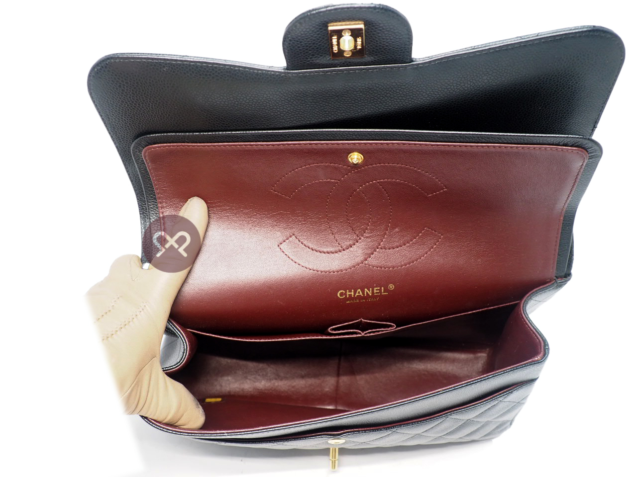 Chanel 20477325 Black Caviar A58600 Classic Jumbo Double Flap 30cm Gold Hardware Bag - Image 13
