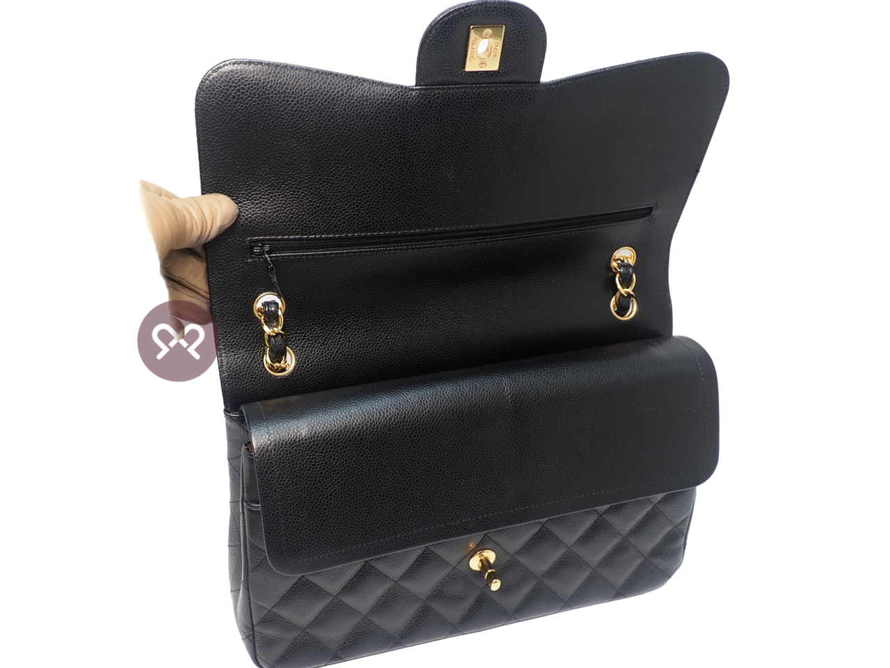 Chanel 20477325 Black Caviar A58600 Classic Jumbo Double Flap 30cm Gold Hardware Bag - Image 5