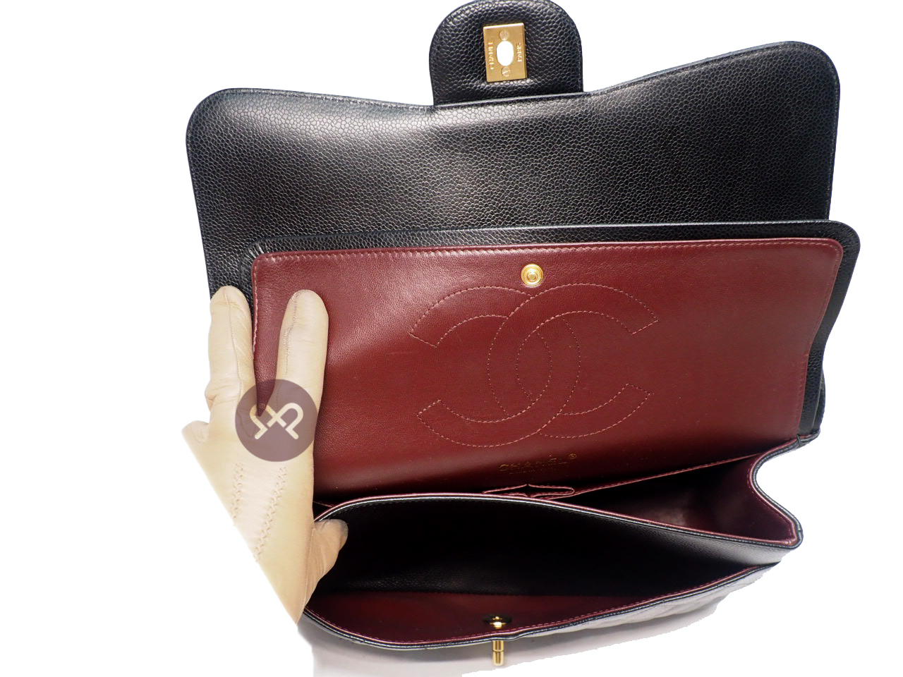 Chanel 20477325 Black Caviar A58600 Classic Jumbo Double Flap 30cm Gold Hardware Bag - Image 12