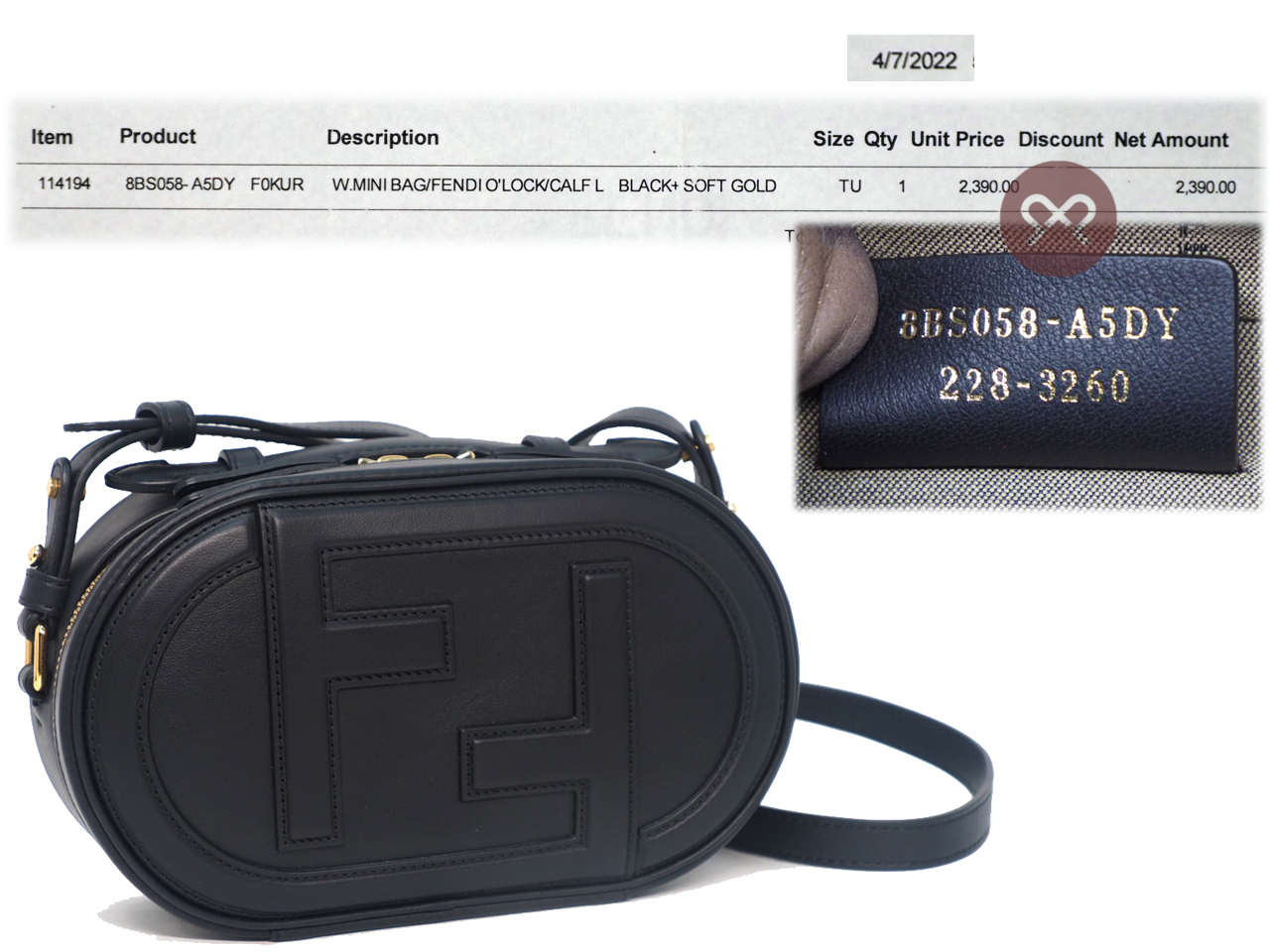 Fendi 8BS058 Black Soft Calf Leather FF O’Lock Mini Camera Case 3-Way Bag - Image 2