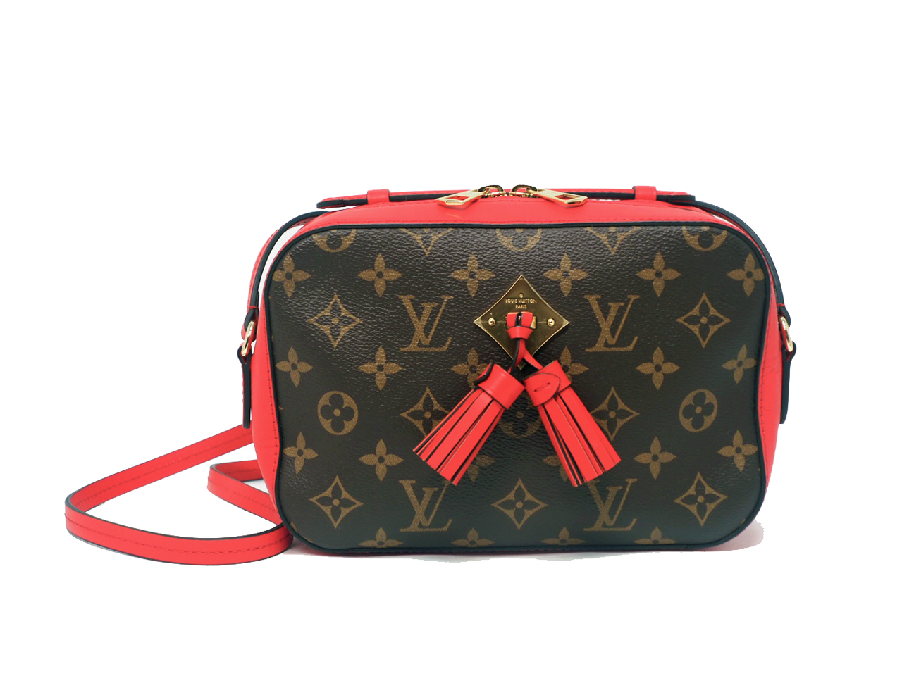 Louis Vuitton M43556 Monogram Canvas Saintonge Coquelicot Red Crossbody Bag (AH2179)