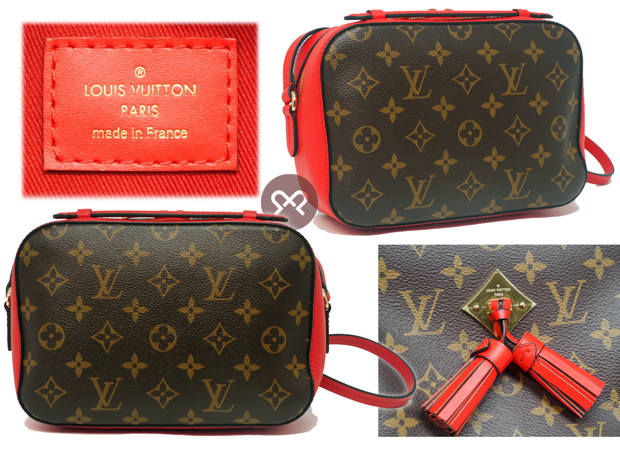 Louis Vuitton M43556 Monogram Canvas Saintonge Coquelicot Red Crossbody Bag (AH2179) - Image 3