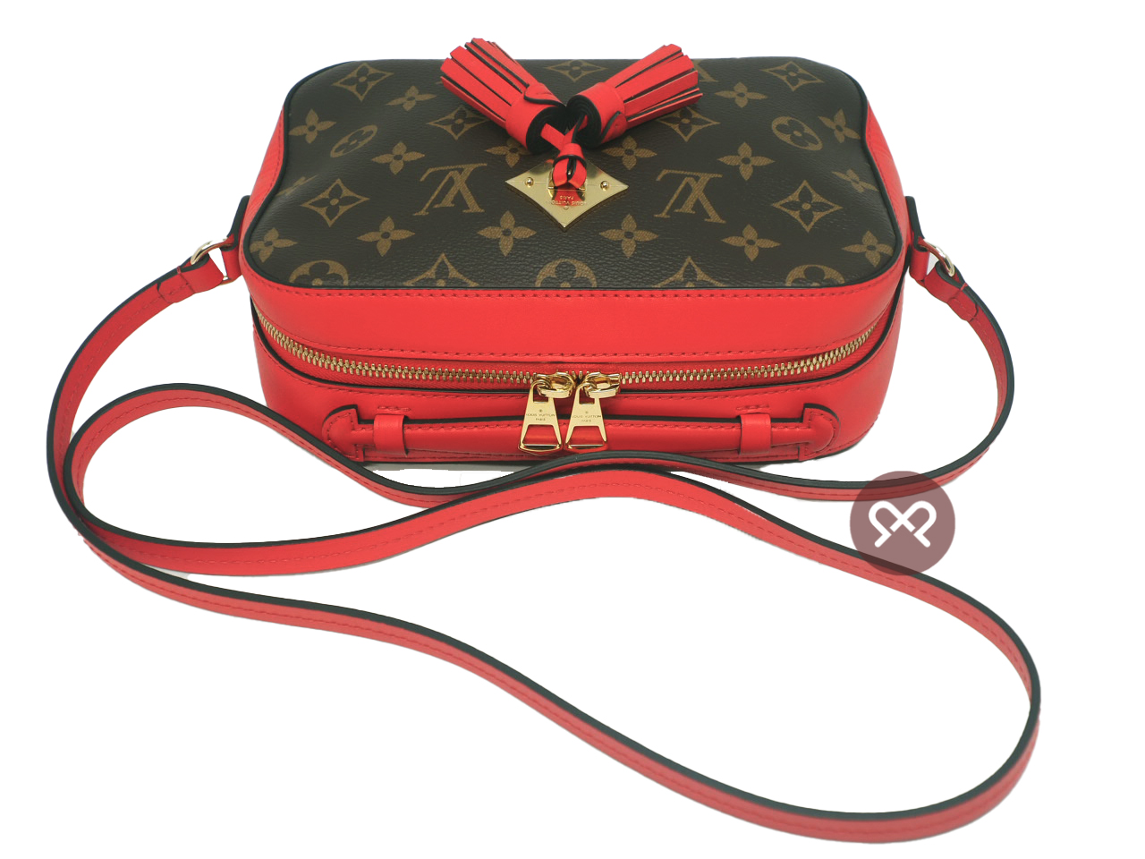 Louis Vuitton M43556 Monogram Canvas Saintonge Coquelicot Red Crossbody Bag (AH2179) - Image 5