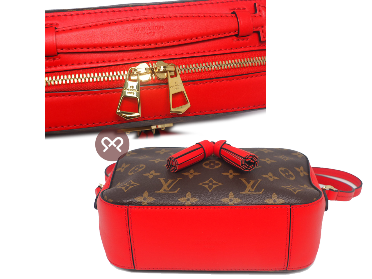 Louis Vuitton M43556 Monogram Canvas Saintonge Coquelicot Red Crossbody Bag (AH2179) - Image 4