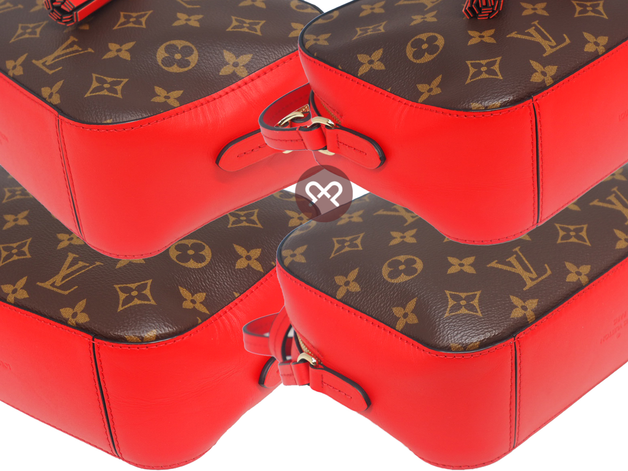Louis Vuitton M43556 Monogram Canvas Saintonge Coquelicot Red Crossbody Bag (AH2179) - Image 8
