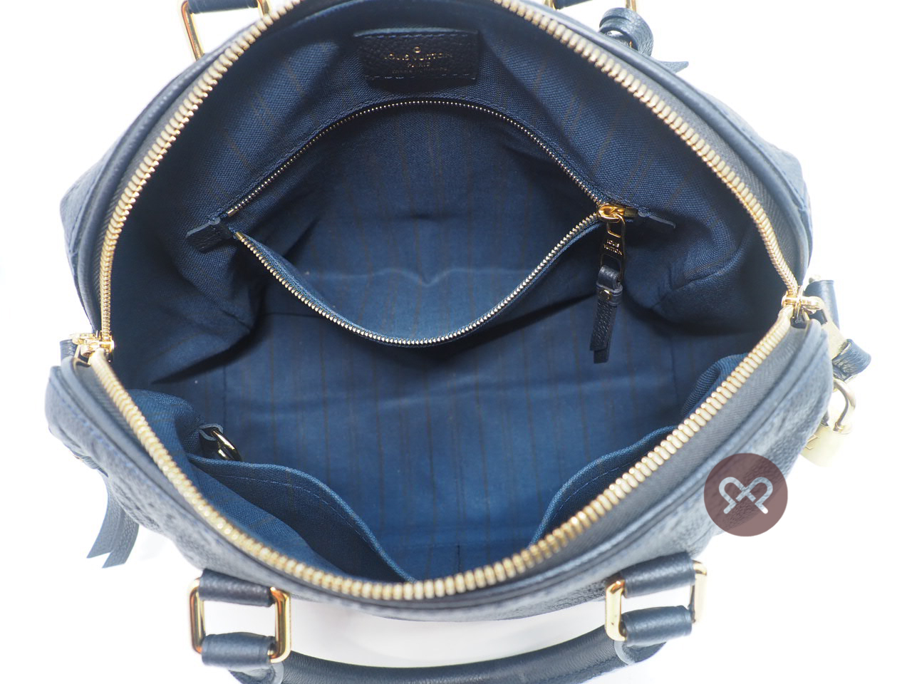 Louis Vuitton M40762 Monogram Empreinte Infini Speedy Bandoulière 25 -Navy Blue (DU5102) - Image 8