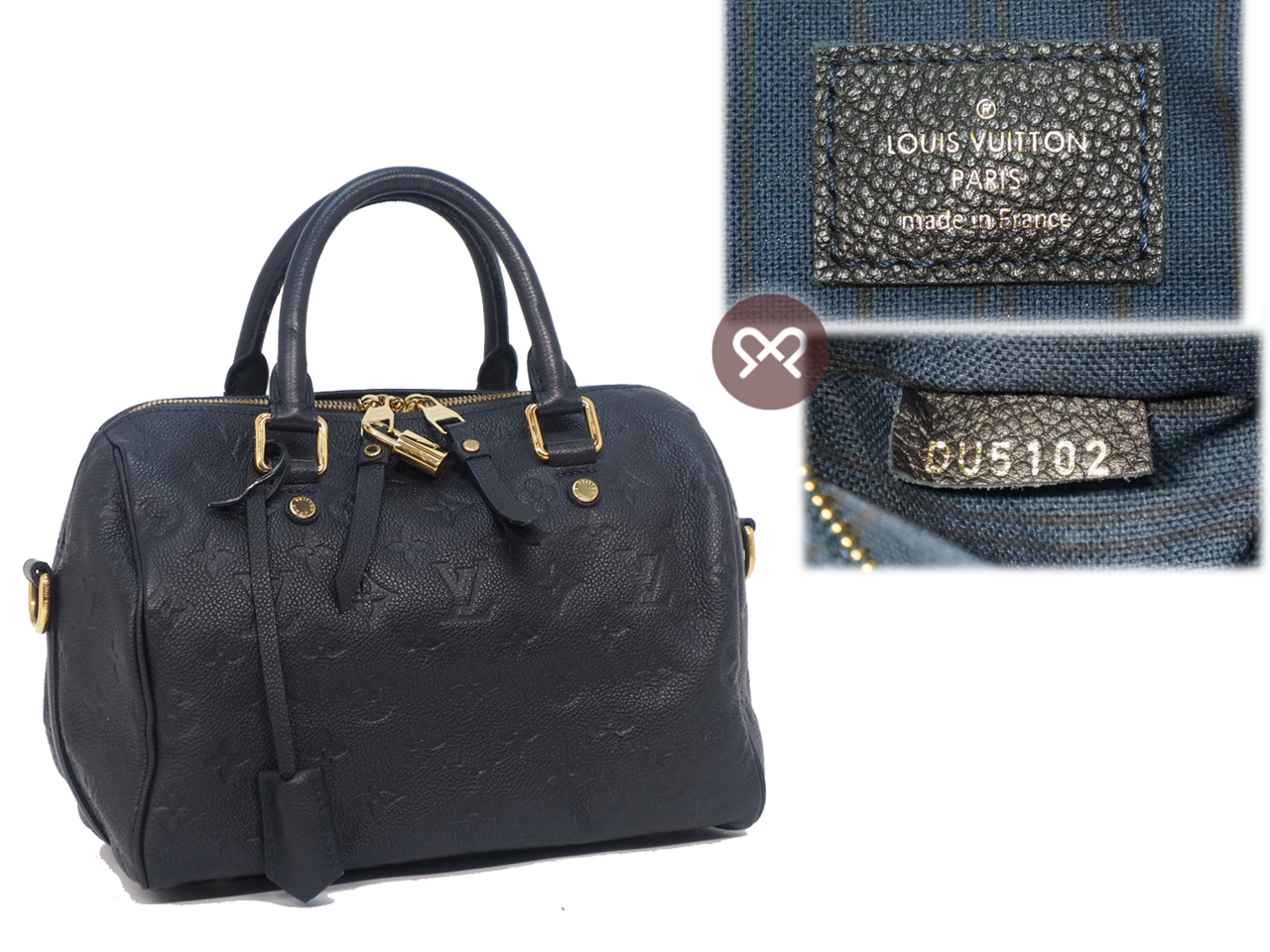 Louis Vuitton M40762 Monogram Empreinte Infini Speedy Bandoulière 25 -Navy Blue (DU5102) - Image 2