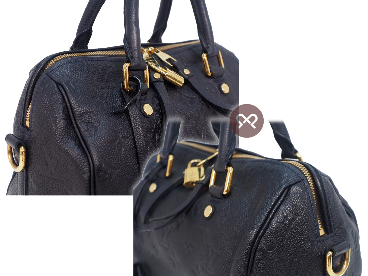 Louis Vuitton M40762 Monogram Empreinte Infini Speedy Bandoulière 25 -Navy Blue (DU5102) - Image 6
