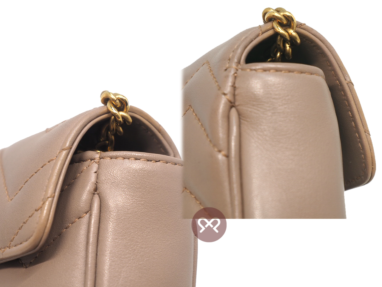 Gucci 476433 Dusty Pink Leather GG Marmont Matelassé Leather Super Mini Bag - Image 4