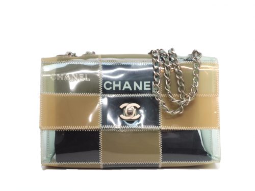 Limited Edition ! Chanel 5800693 PVC Medium Naked Patchwork Flap Mat Silver Hardware Shoulder Bag