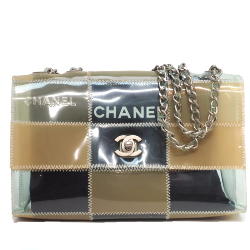 Limited Edition ! Chanel 5800693 PVC Medium Naked Patchwork Flap Mat Silver Hardware Shoulder Bag