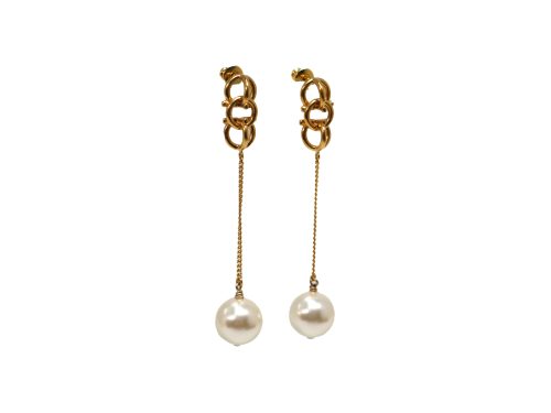 Ferragamo Gold Pearl-embellished Drop Dangling Earring