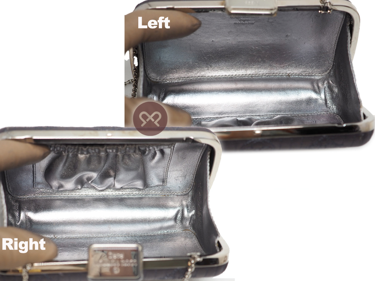 Limited Edition ! Louis Vuitton M95802 Grey Navy Minaudière Chain Monogram Chrome Motard Clutch/ Crossbody Bag - Image 9