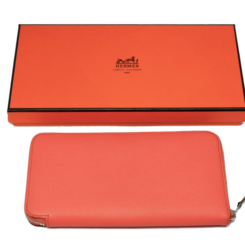 Hermes Flamingo Pink/ Orange R Stamp Silk In Classique Long Wallet