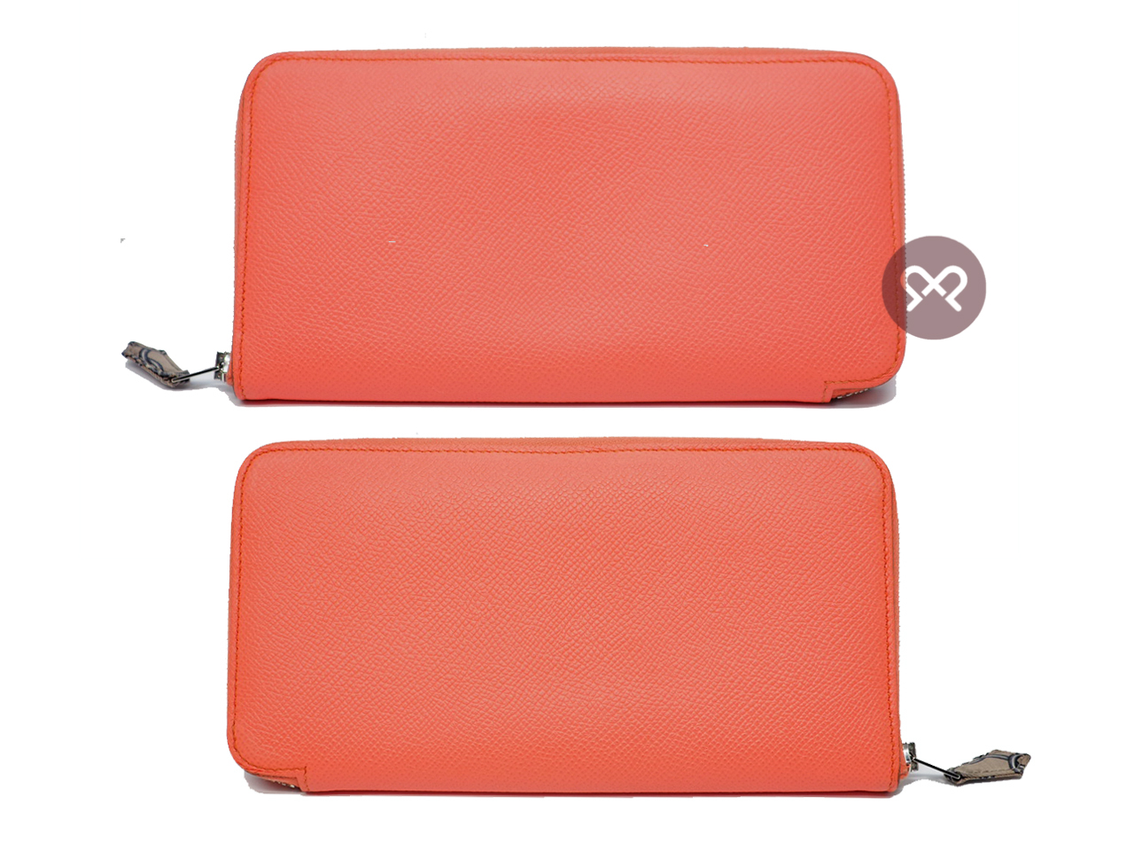 Hermes Flamingo Pink/ Orange R Stamp Silk In Classique Long Wallet - Image 2