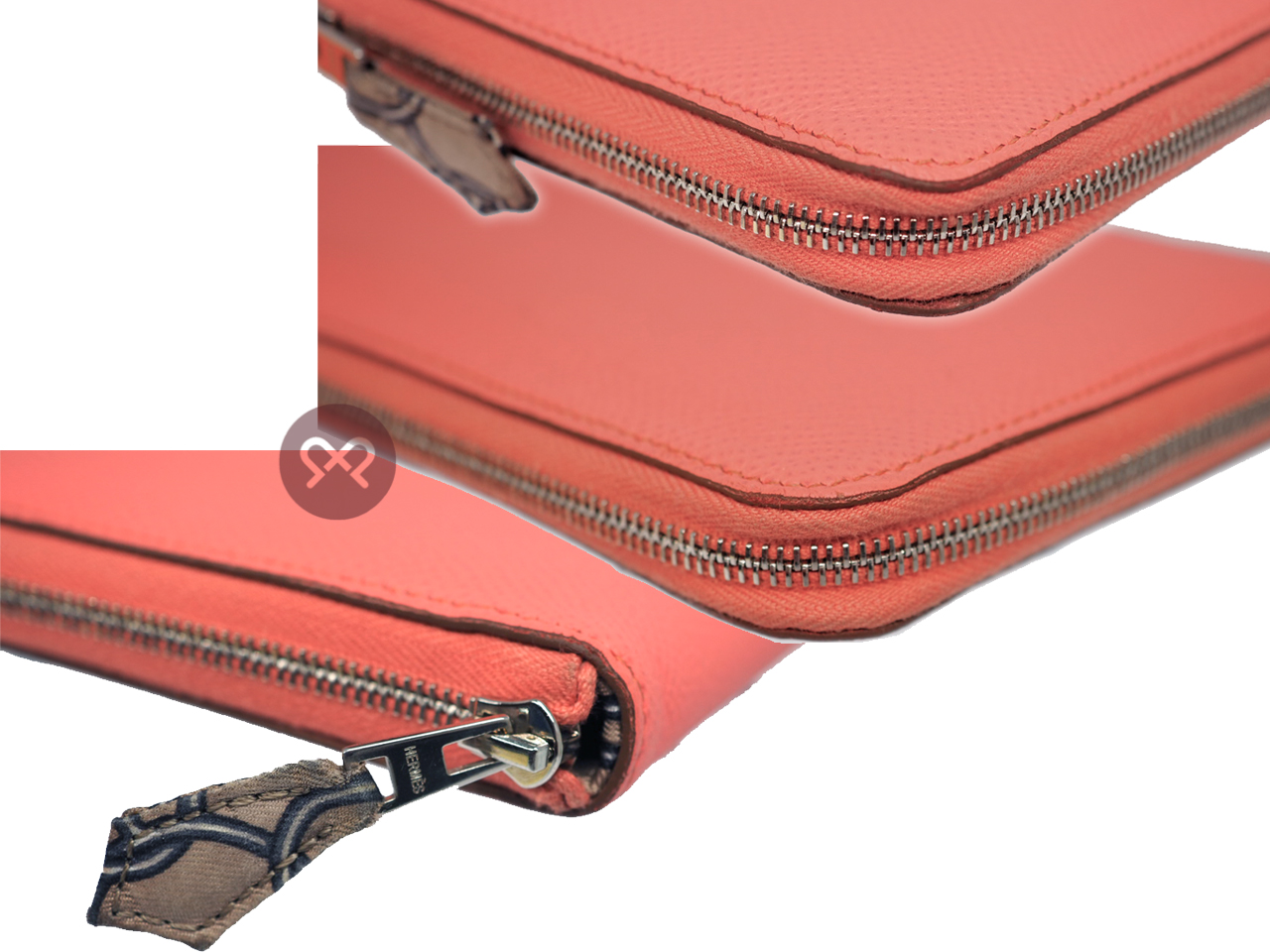 Hermes Flamingo Pink/ Orange R Stamp Silk In Classique Long Wallet - Image 5