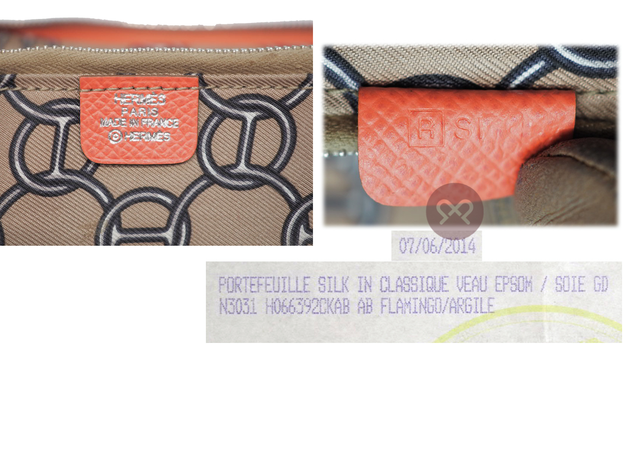 Hermes Flamingo Pink/ Orange R Stamp Silk In Classique Long Wallet - Image 3