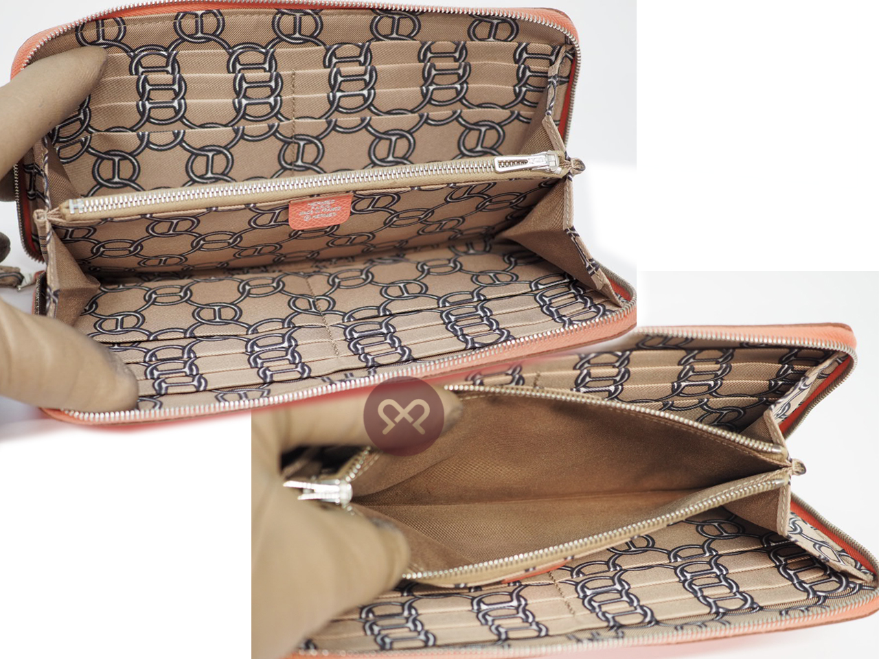 Hermes Flamingo Pink/ Orange R Stamp Silk In Classique Long Wallet - Image 7
