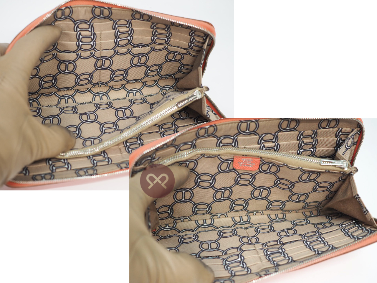 Hermes Flamingo Pink/ Orange R Stamp Silk In Classique Long Wallet - Image 8