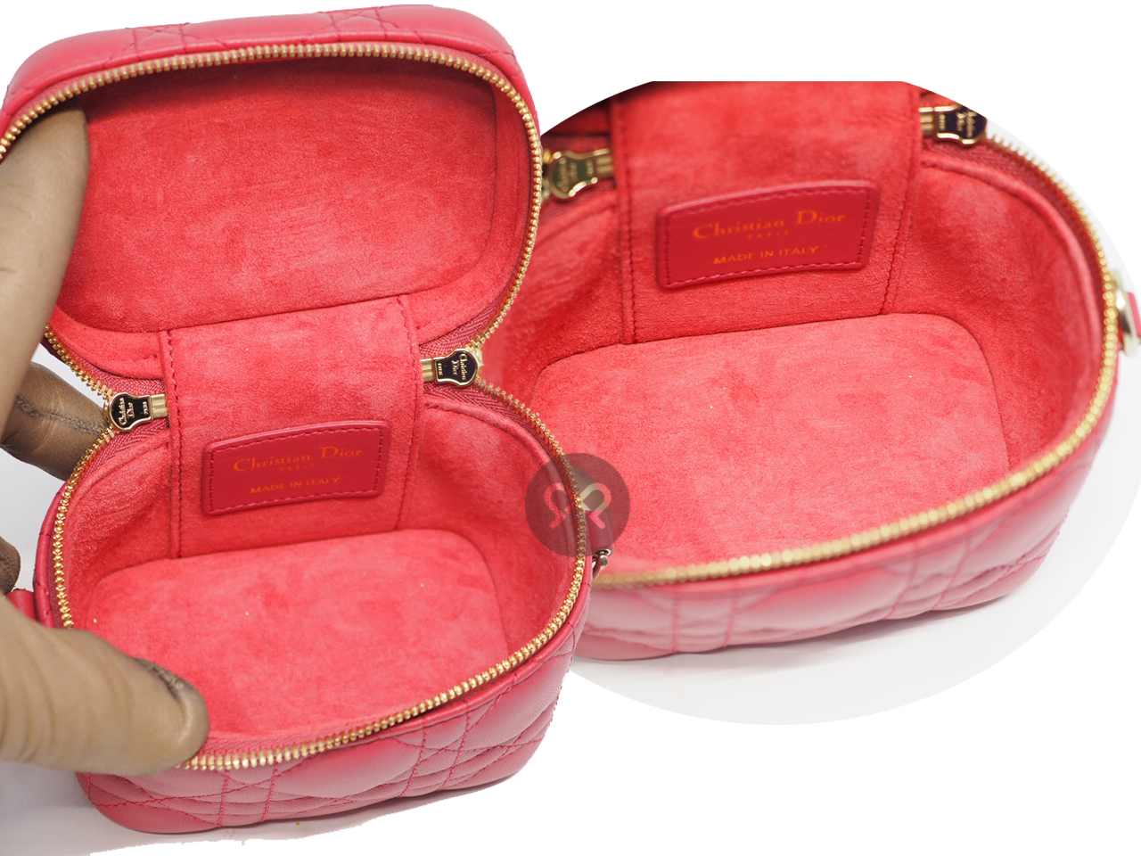 Christian Dior Pink Leather Micro Lady Dior Vanity Case 2-Way bag- 11cm - Image 11