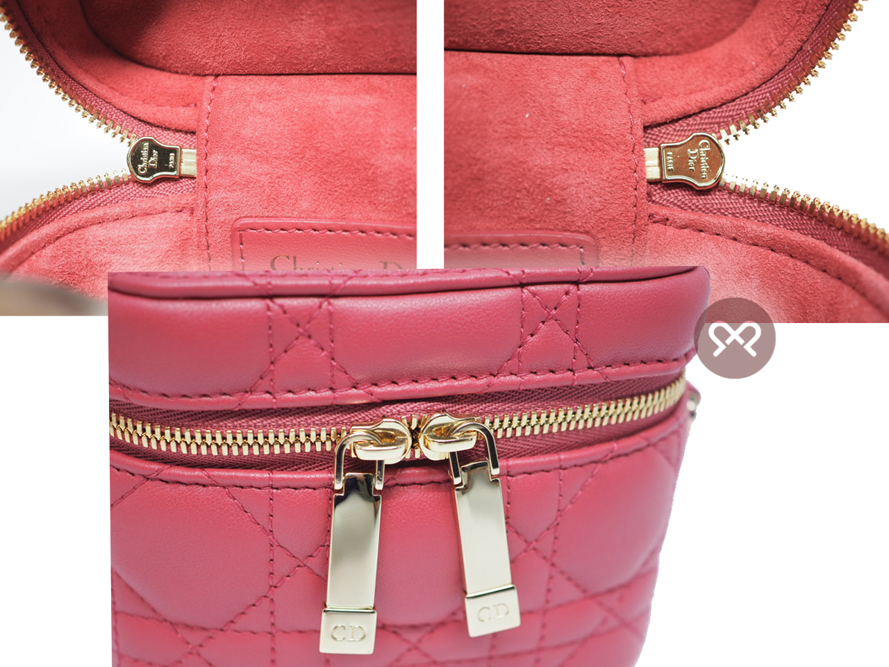 Christian Dior Pink Leather Micro Lady Dior Vanity Case 2-Way bag- 11cm - Image 8