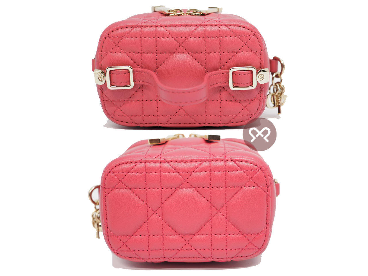 Christian Dior Pink Leather Micro Lady Dior Vanity Case 2-Way bag- 11cm - Image 4