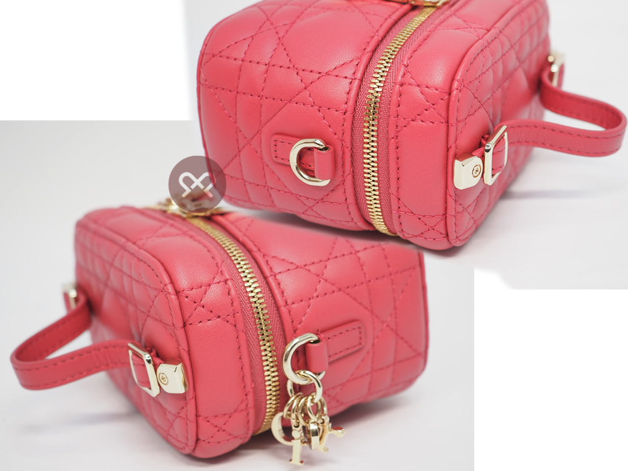 Christian Dior Pink Leather Micro Lady Dior Vanity Case 2-Way bag- 11cm - Image 9