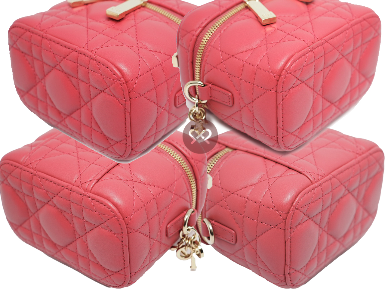 Christian Dior Pink Leather Micro Lady Dior Vanity Case 2-Way bag- 11cm - Image 10