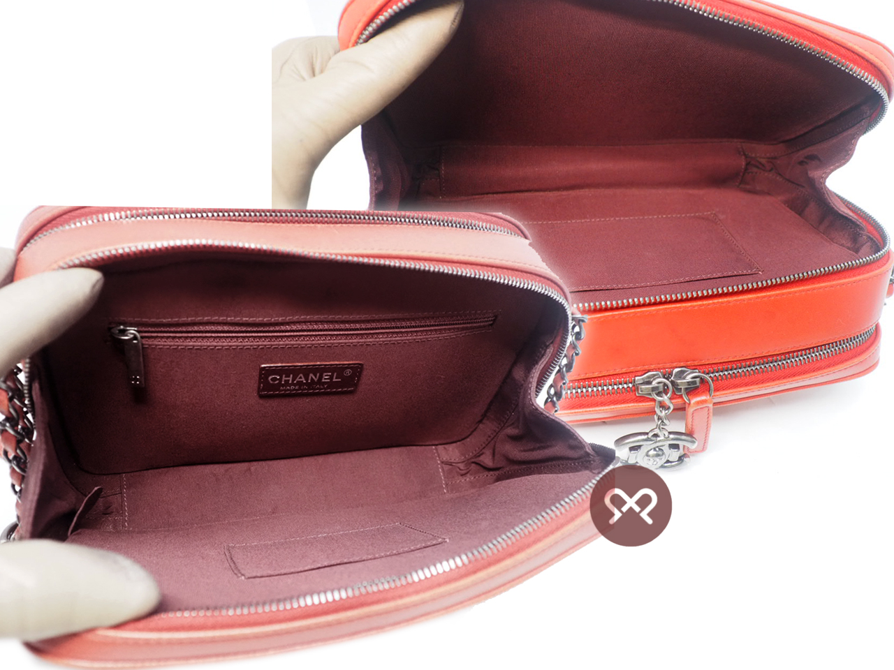 Chanel A92656 Red Lambskin Quilted Coco Boy Camera Bag Ruthenium Hardware - Image 9