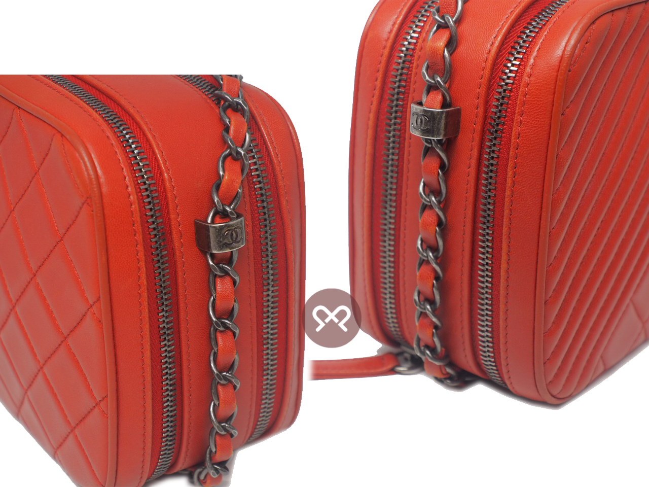 Chanel A92656 Red Lambskin Quilted Coco Boy Camera Bag Ruthenium Hardware - Image 6