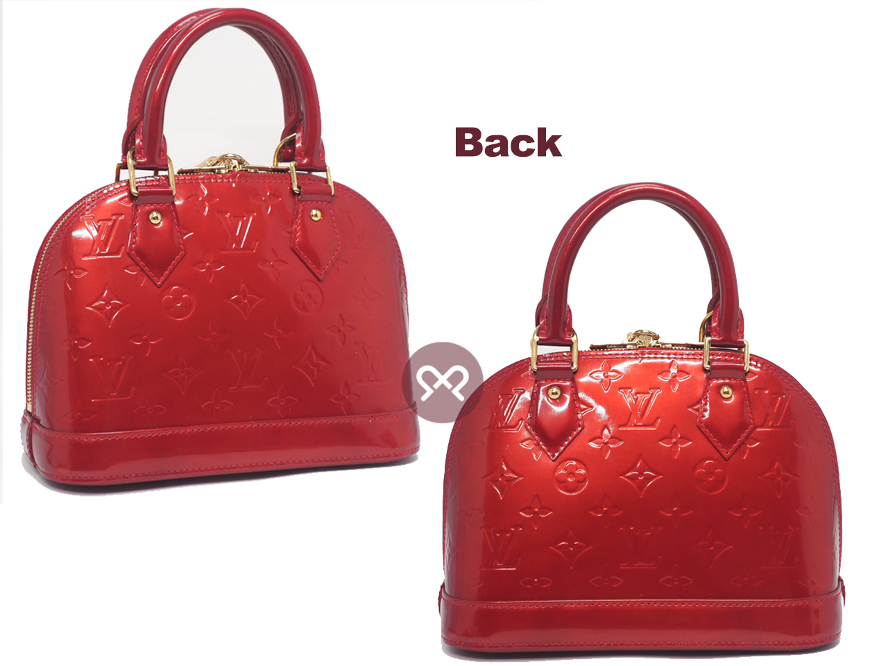 Louis Vuitton M90174 Vernis Red Alma BB Tote w Strap (MI4029) - Image 3