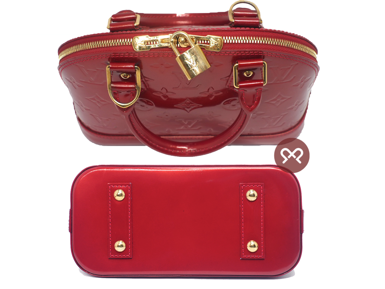 Louis Vuitton M90174 Vernis Red Alma BB Tote w Strap (MI4029) - Image 4