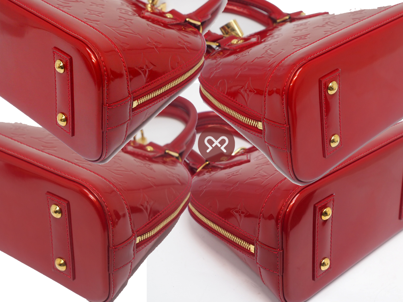 Louis Vuitton M90174 Vernis Red Alma BB Tote w Strap (MI4029) - Image 6