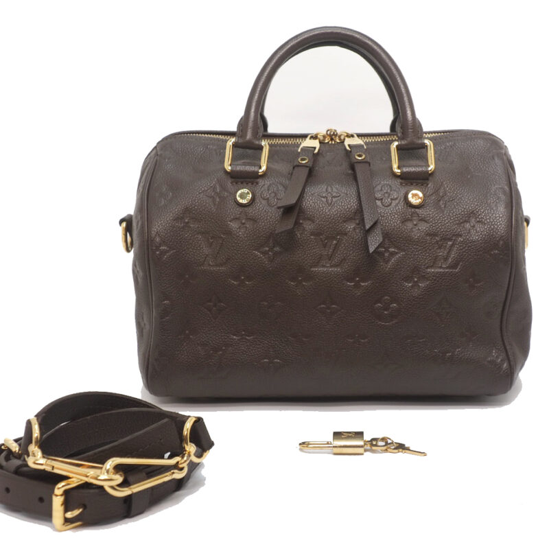Louis Vuitton M40761 Chocolate/ Earth Monogram Empreinte Speedy 25 Bandouliere Tote/ Sling Bag