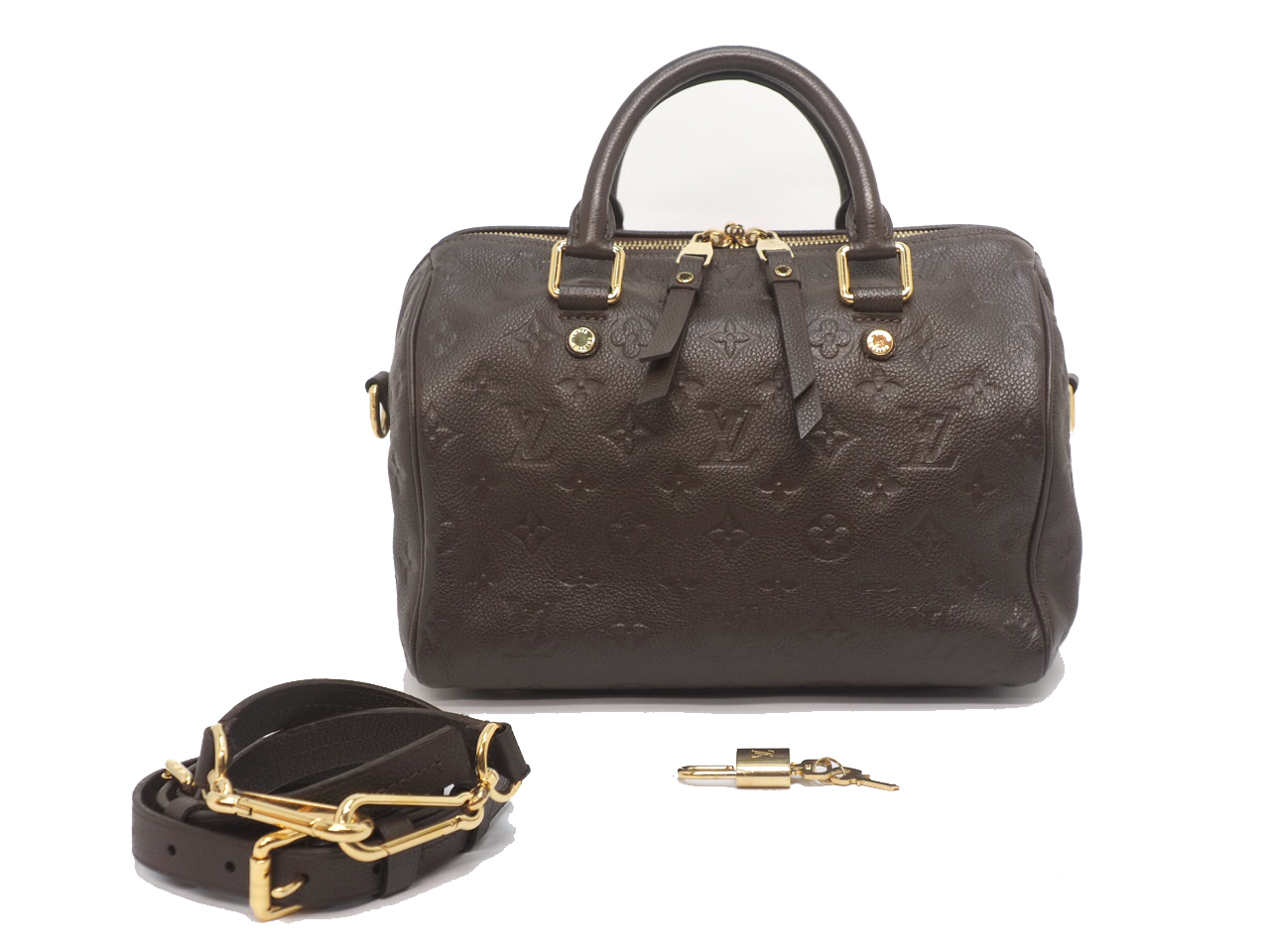 Louis Vuitton M40761 Chocolate/ Earth Monogram Empreinte Speedy 25 Bandouliere Tote/ Sling Bag