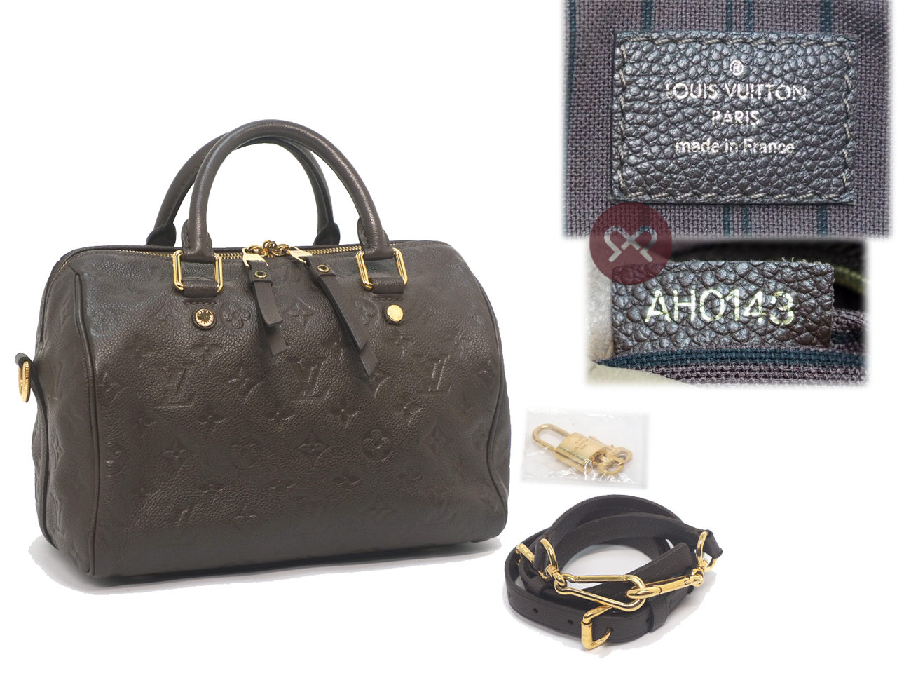 Louis Vuitton M40761 Chocolate/ Earth Monogram Empreinte Speedy 25 Bandouliere Tote/ Sling Bag - Image 2