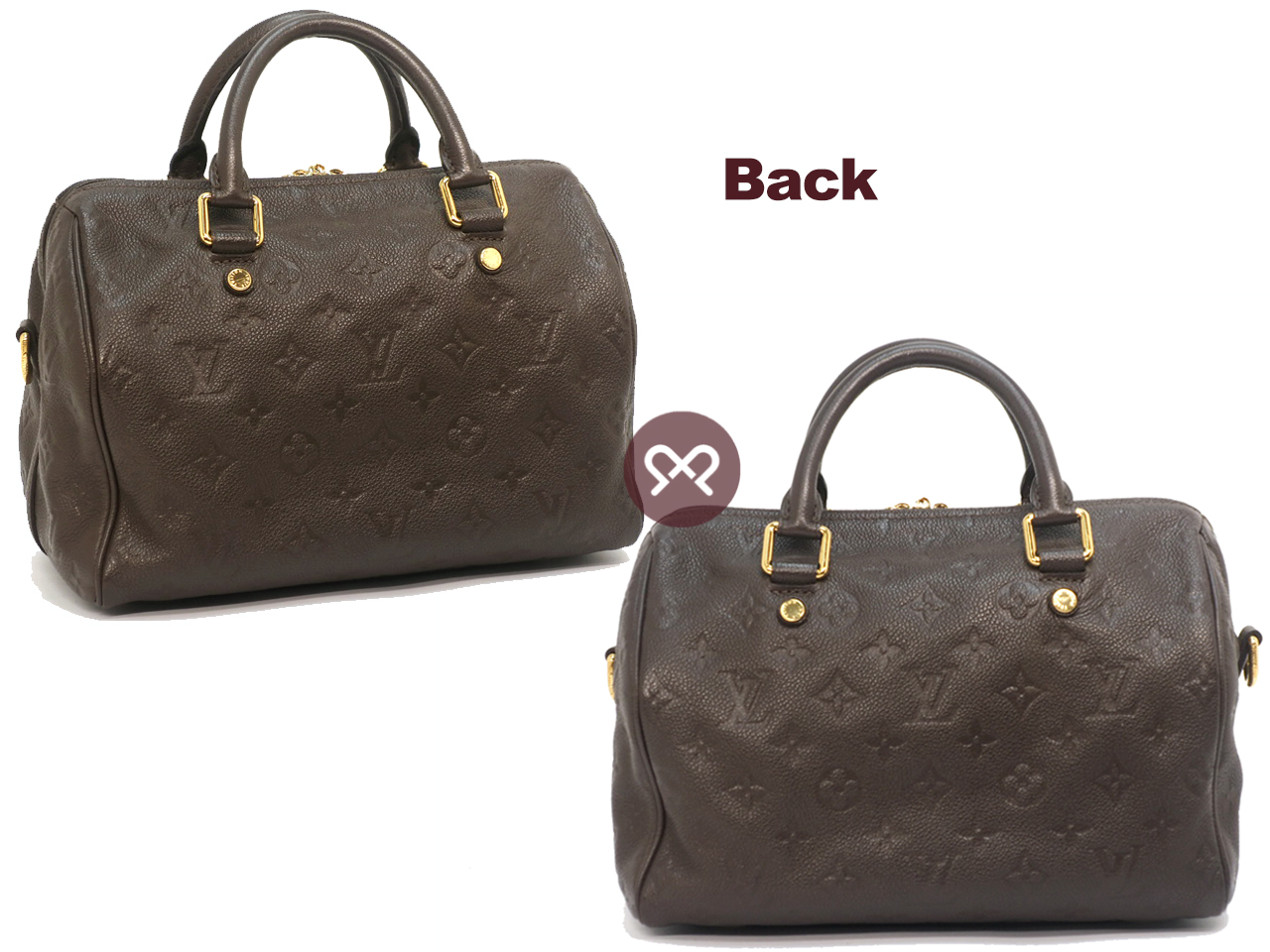 Louis Vuitton M40761 Chocolate/ Earth Monogram Empreinte Speedy 25 Bandouliere Tote/ Sling Bag - Image 3