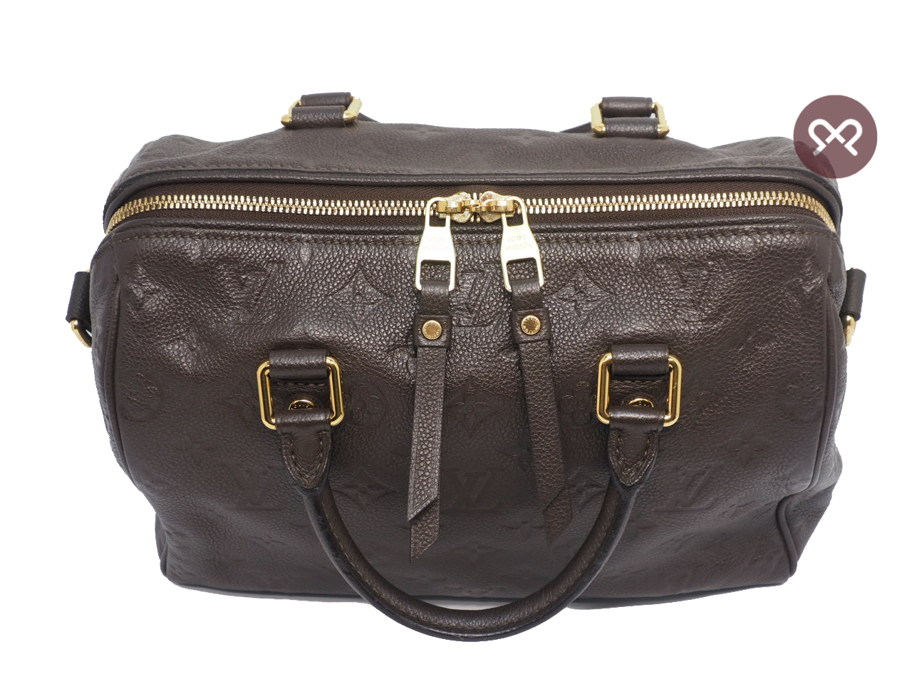 Louis Vuitton M40761 Chocolate/ Earth Monogram Empreinte Speedy 25 Bandouliere Tote/ Sling Bag - Image 5