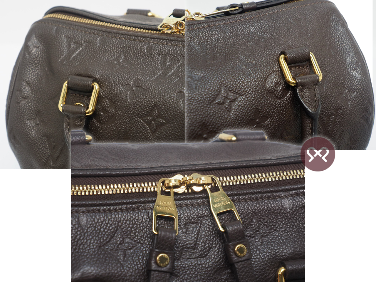 Louis Vuitton M40761 Chocolate/ Earth Monogram Empreinte Speedy 25 Bandouliere Tote/ Sling Bag - Image 6
