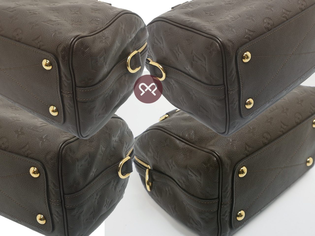 Louis Vuitton M40761 Chocolate/ Earth Monogram Empreinte Speedy 25 Bandouliere Tote/ Sling Bag - Image 8