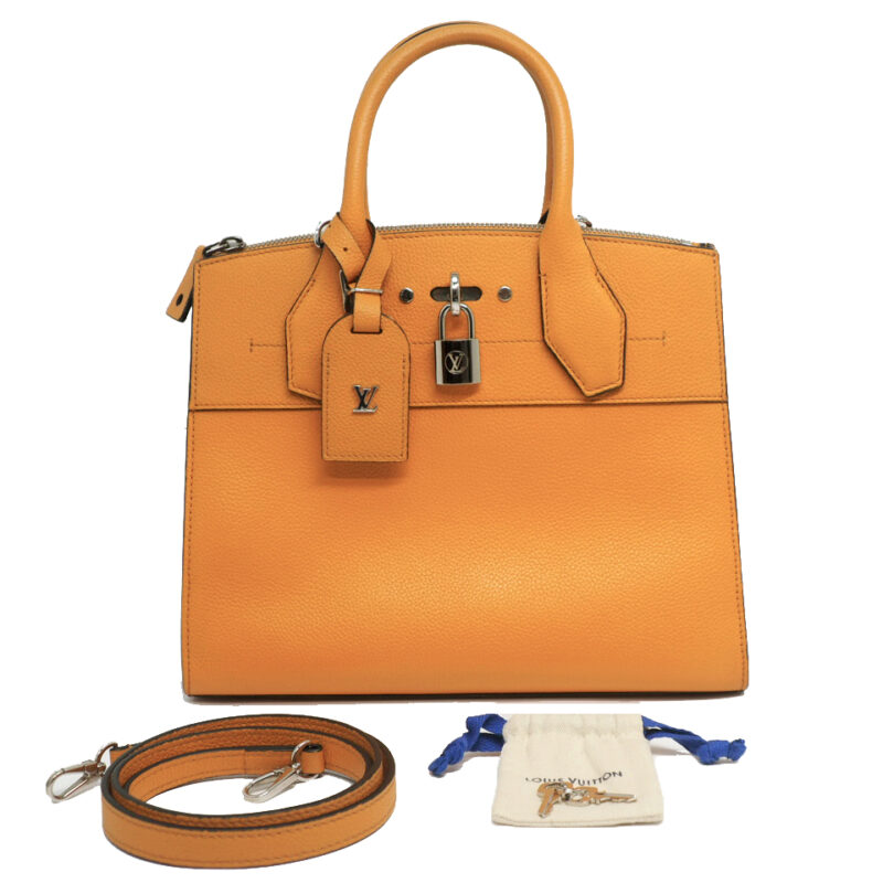 Louis Vuitton M54732 City Steamer PM Imperial Orange Safran Leather Bag with Strap (FO1557)