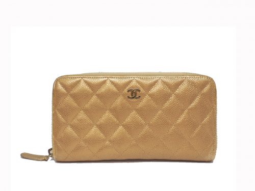 Chanel Gold Caviar L- Zip A50097Y Classic Long Zipped Wallet