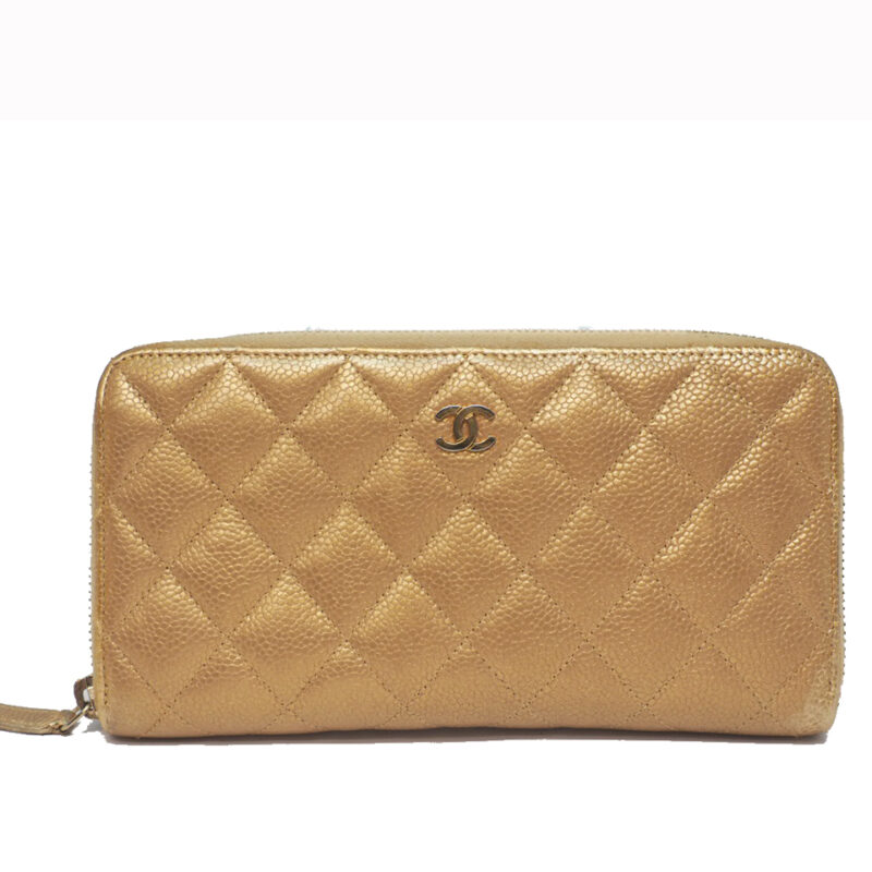 Chanel Gold Caviar L- Zip A50097Y Classic Long Zipped Wallet