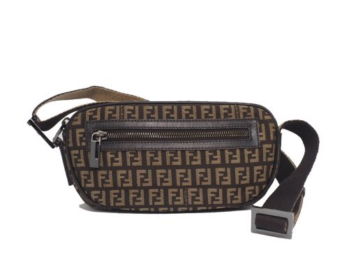 Fendi 8BR324 Zucchino Beige/ Brown Signature FF Shoulder Handbag