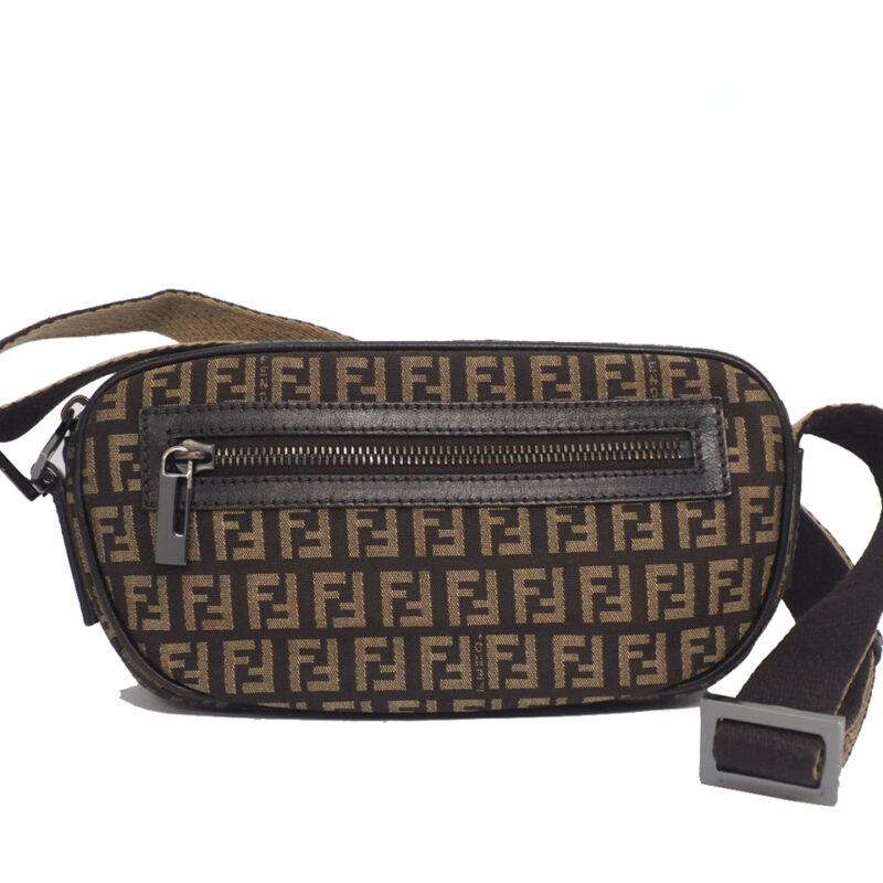 Fendi 8BR324 Zucchino Beige/ Brown Signature FF Shoulder Handbag