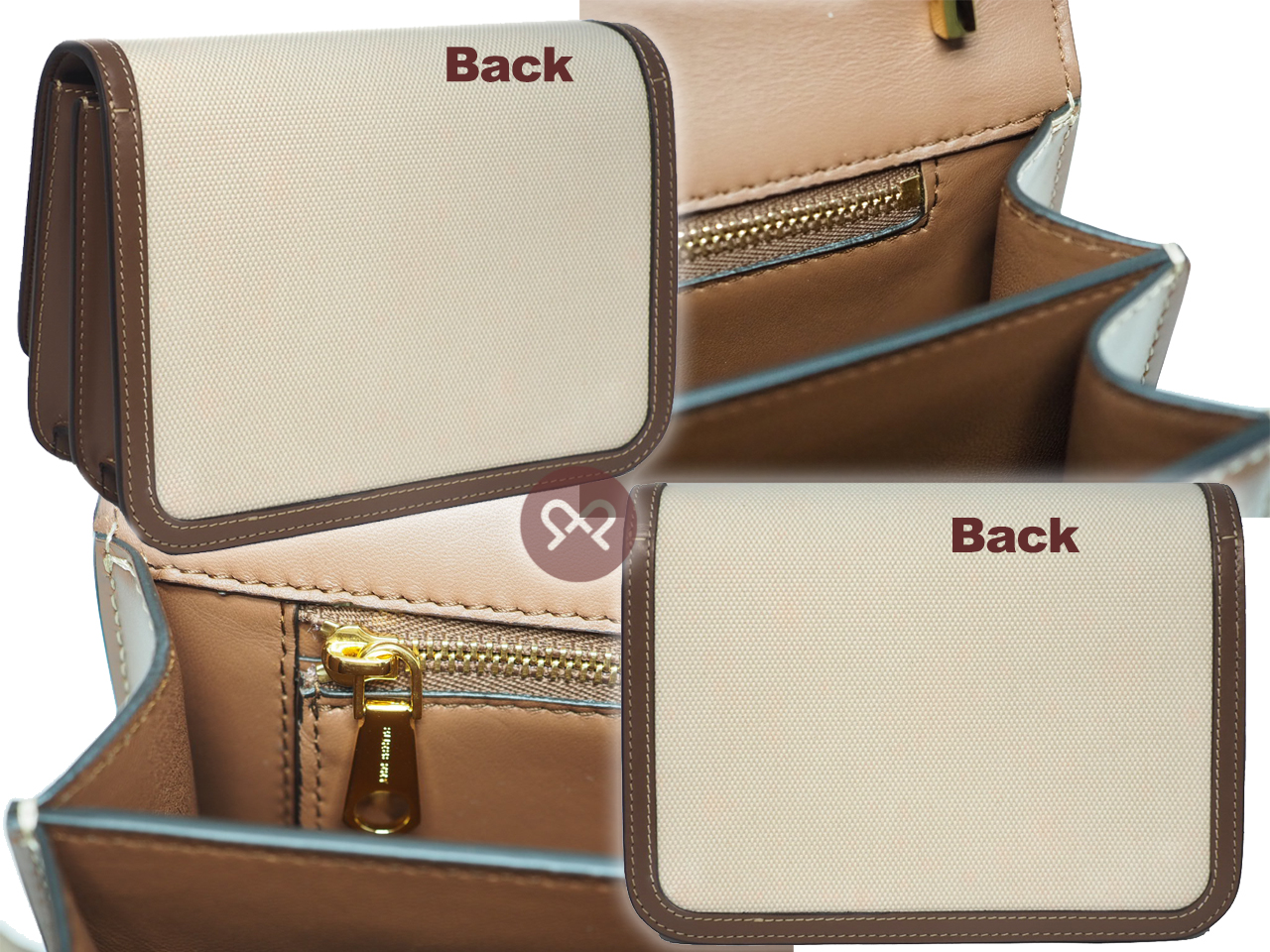 Burberry Small TB 2-Tone Natural/ Malt Brown Leather Trim 2-way Bag with Strap - Image 3