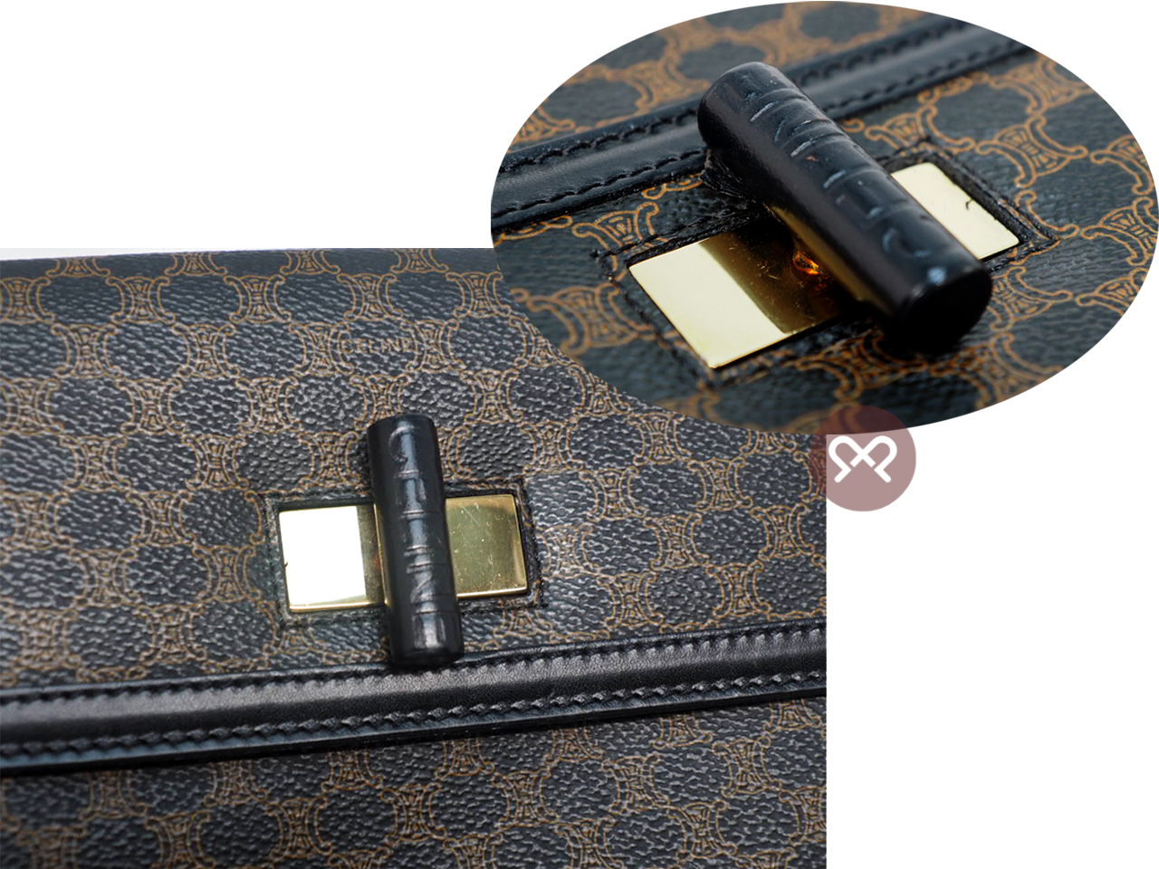 Celine Classic Print Logo Vintage Kelly Small Tote Bag (25cm) - Image 5